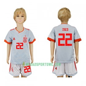 Koszulka Hiszpania Isco 22 Dziecięcy Mistrzostwa Świata 2018 Wyjazdowe Stroje Piłkarskie